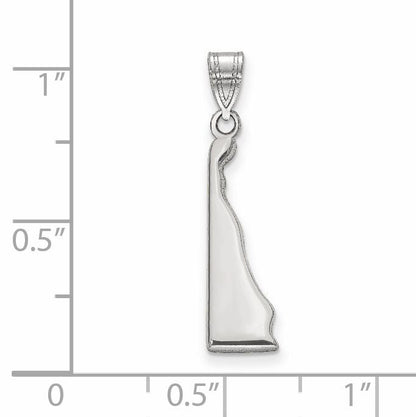 Sterling Silver Silver/Rhodium Plated Delaware State Pendant