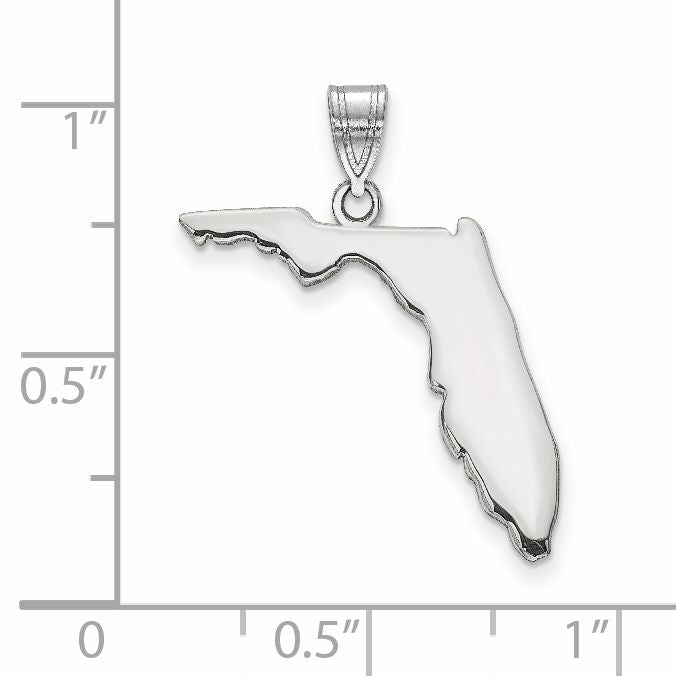 Sterling Silver Silver/Rhodium Plated Florida State Pendant