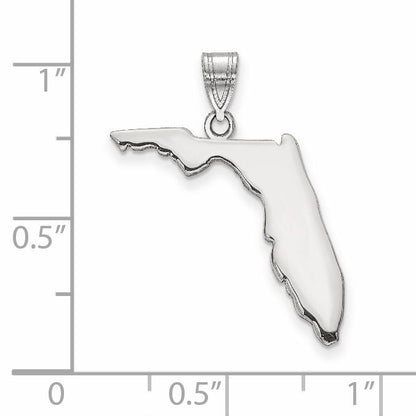 Sterling Silver Silver/Rhodium Plated Florida State Pendant