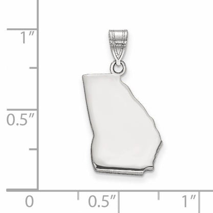 Sterling Silver Silver/Rhodium Plated Georgia State Pendant