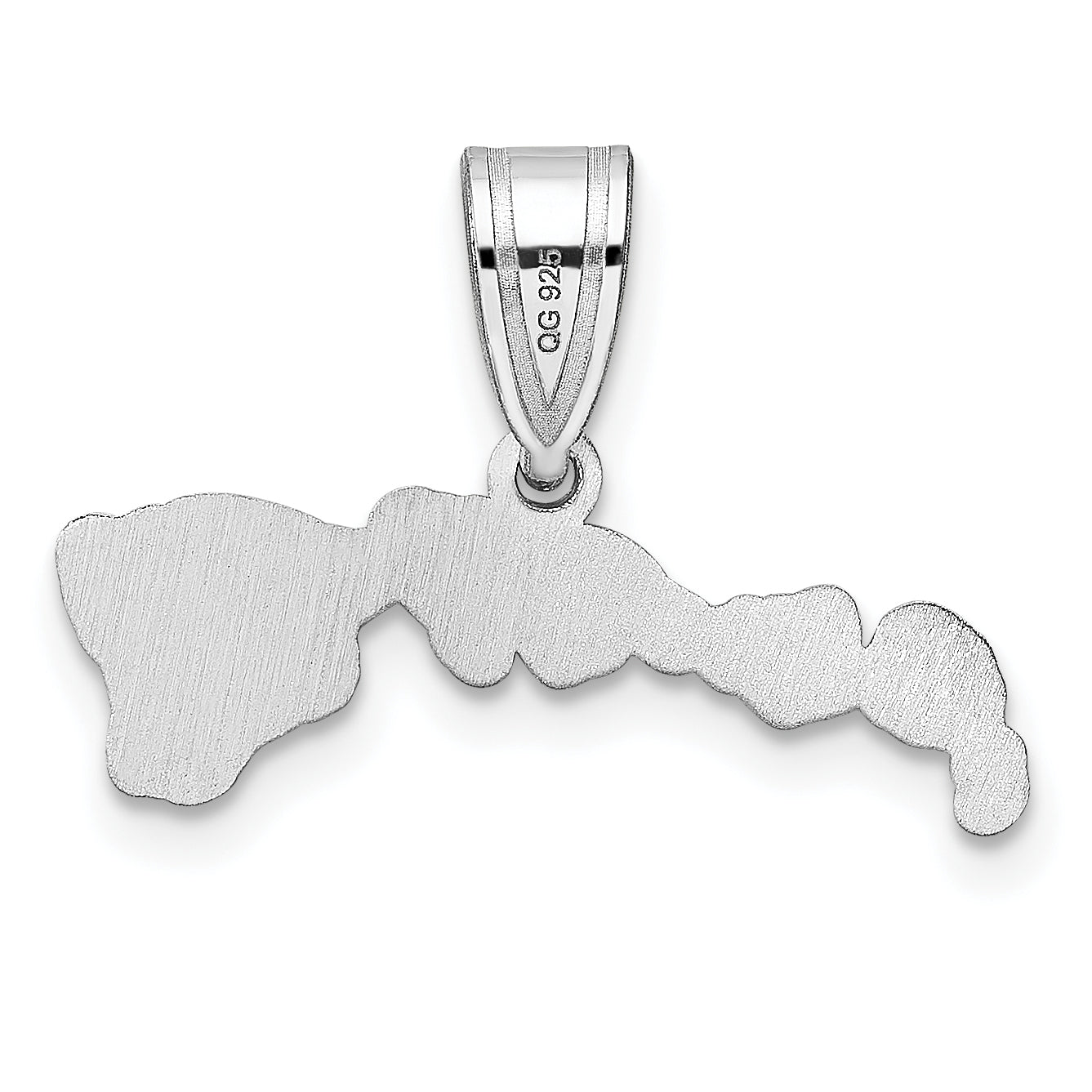 Sterling Silver Silver/Rhodium Plated Hawaii State Pendant