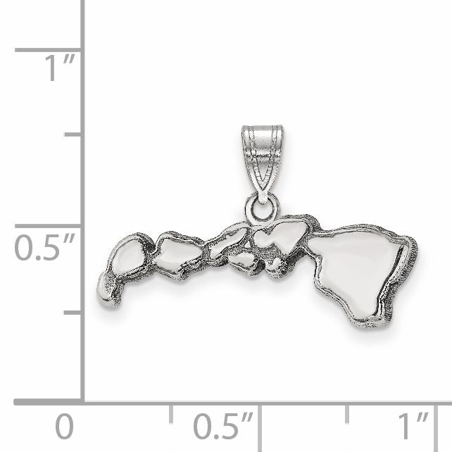 14K White Gold 14Kw Hawaii State Pendant