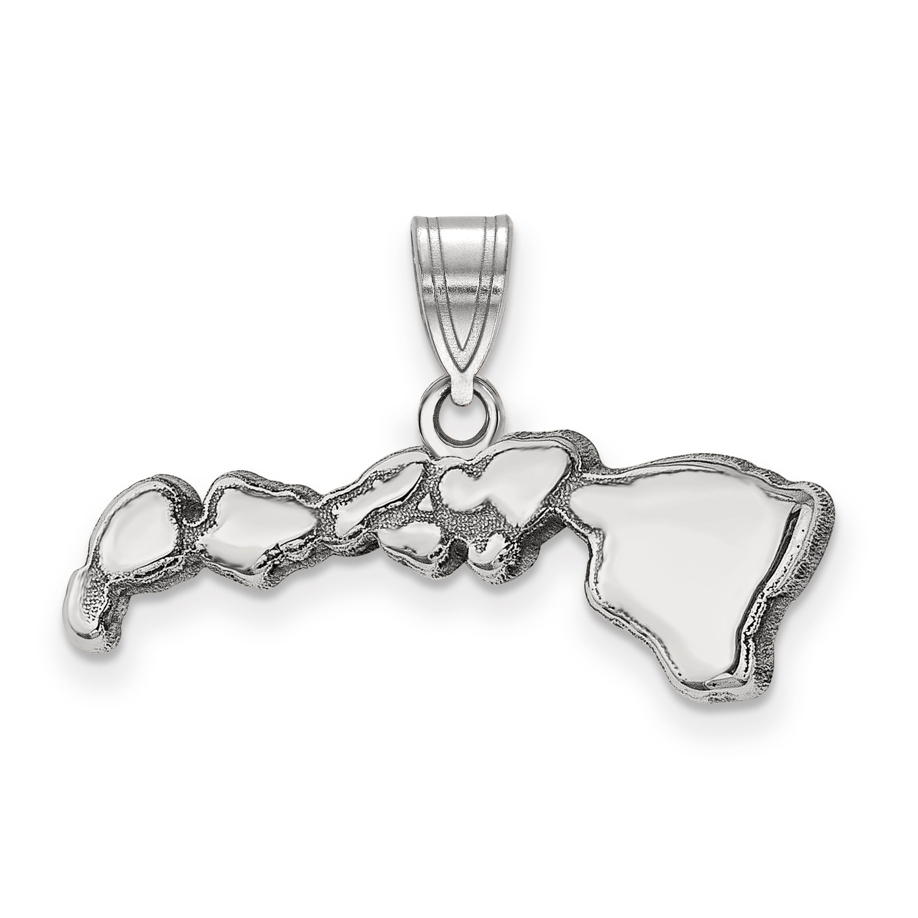 Sterling Silver Silver/Rhodium Plated Hawaii State Pendant