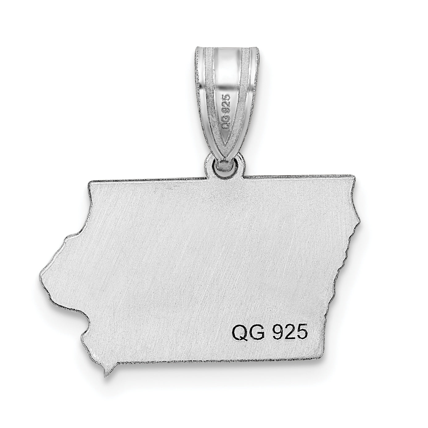 Sterling Silver Silver/Rhodium Plated Iowa State Pendant