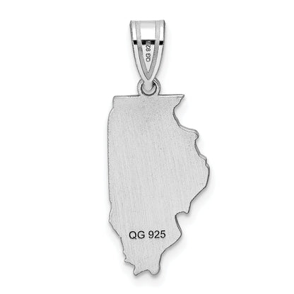 14K White Gold 14Kw Illinois State Pendant