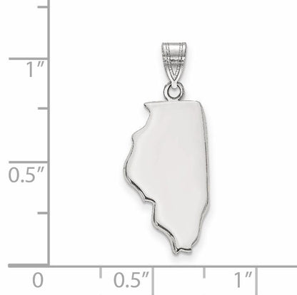 Sterling Silver Silver/Rhodium Plated Illinois State Pendant