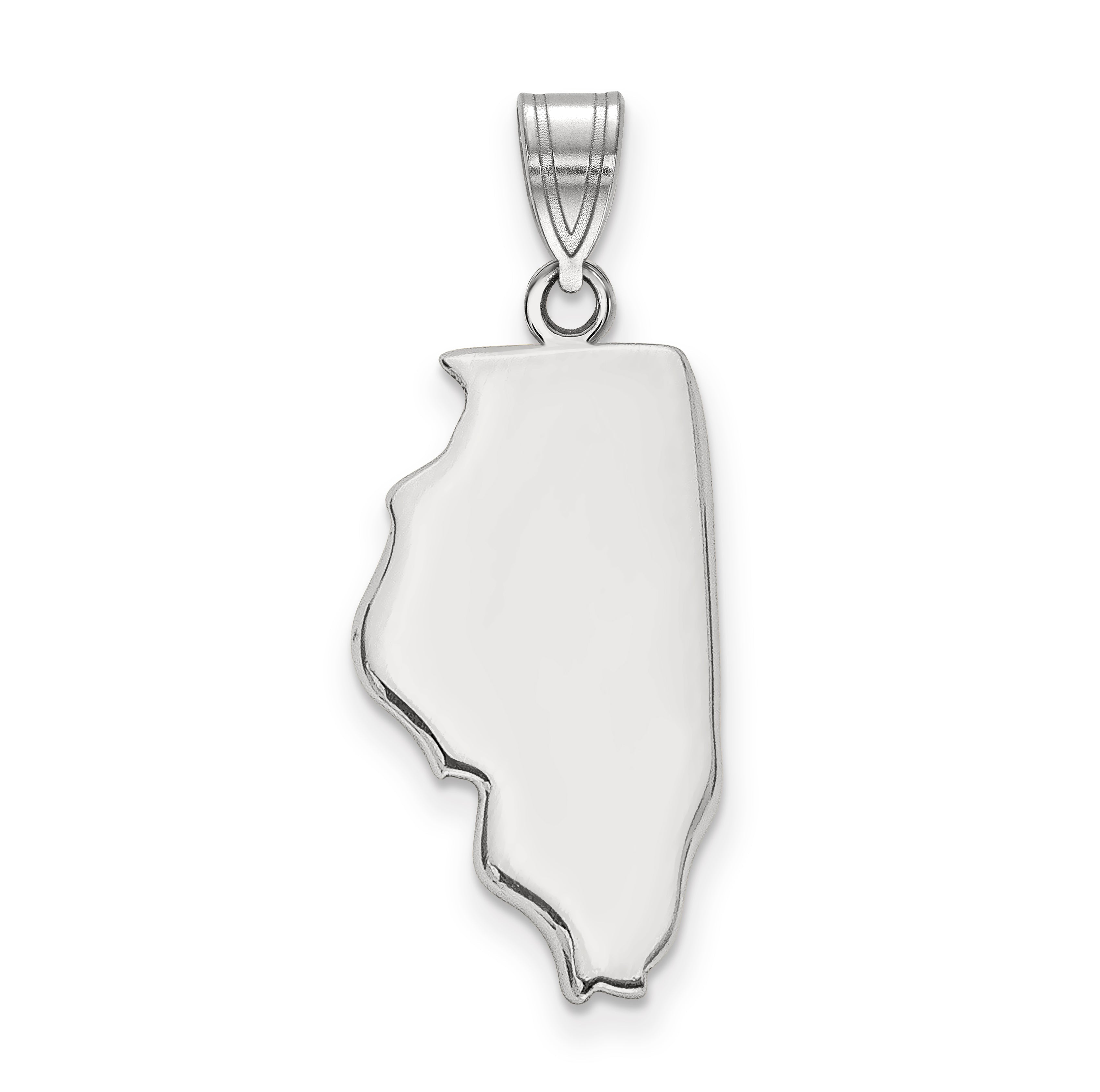 Sterling Silver Silver/Rhodium Plated Illinois State Pendant