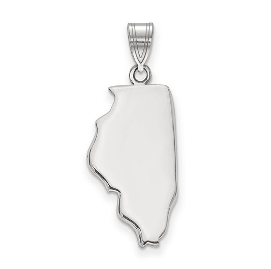 Sterling Silver Silver/Rhodium Plated Illinois State Pendant