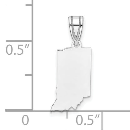 Sterling Silver Silver/Rhodium Plated Indiana State Pendant