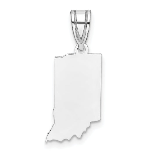 Sterling Silver Silver/Rhodium Plated Indiana State Pendant