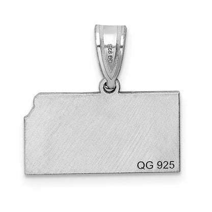 Sterling Silver Silver/Rhodium Plated Kansas State Pendant