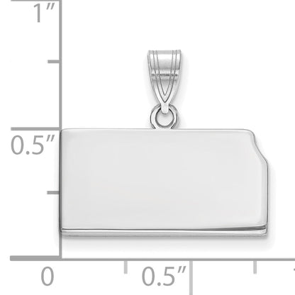 Sterling Silver Silver/Rhodium Plated Kansas State Pendant