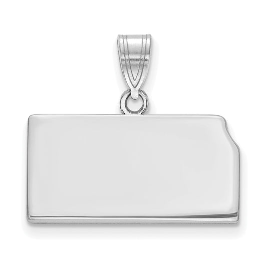 Sterling Silver Silver/Rhodium Plated Kansas State Pendant