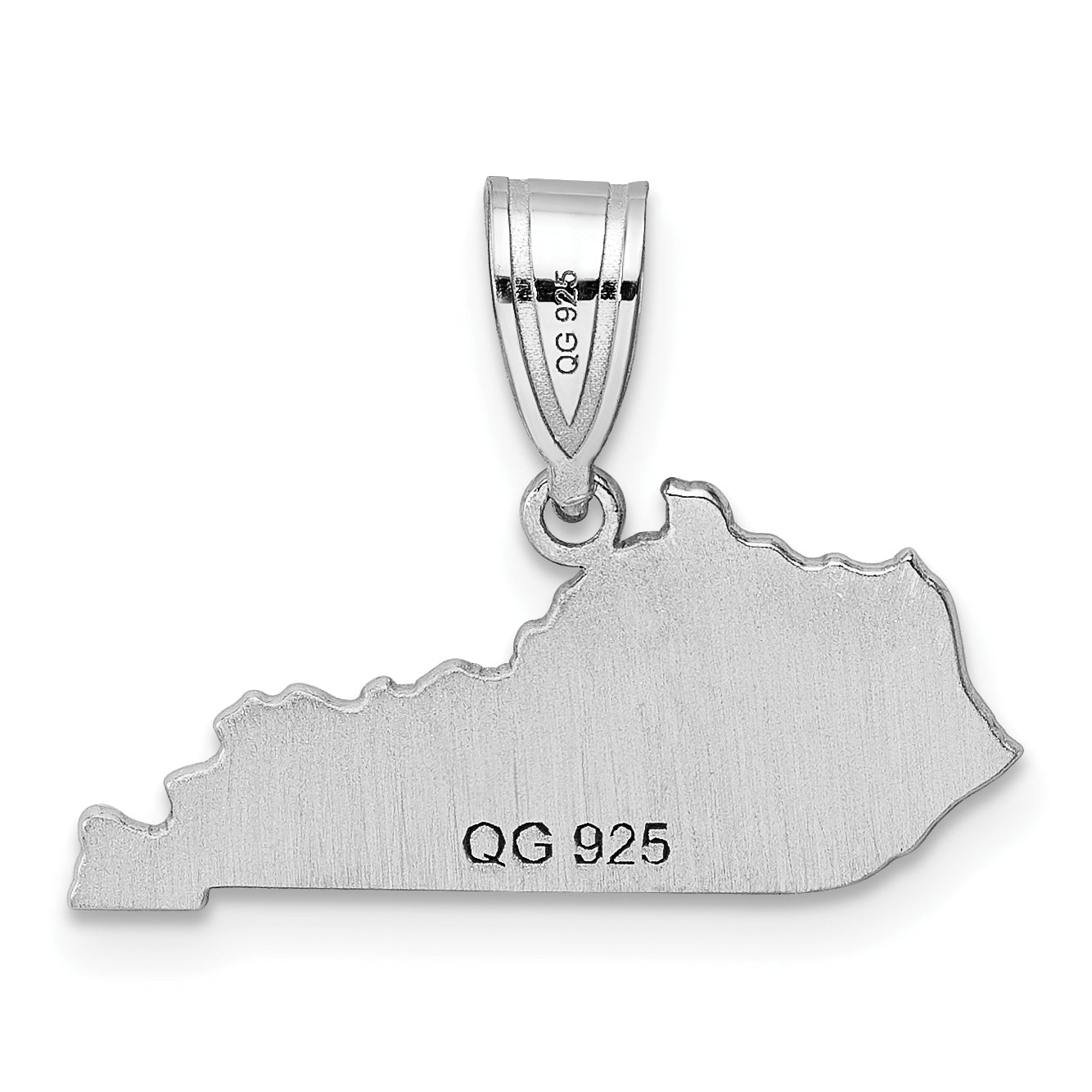 Sterling Silver Silver/Rhodium Plated Kentucky State Pendant