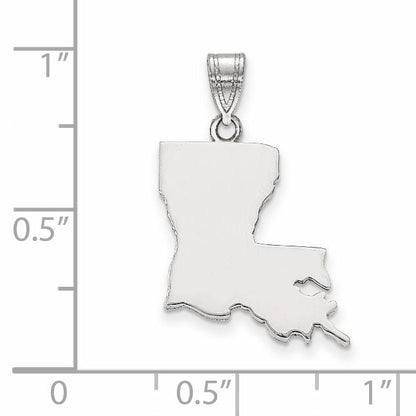 Sterling Silver Silver/Rhodium Plated Louisiana State Pendant