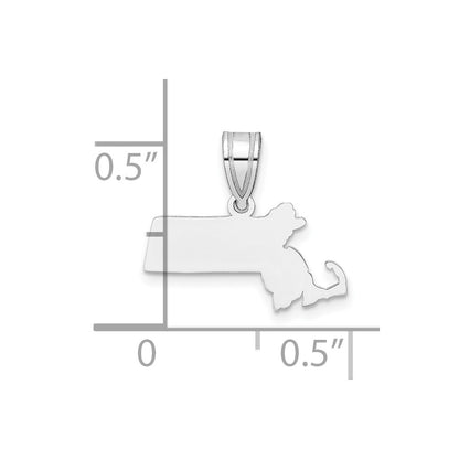 Sterling Silver Silver/Rhodium Plated Massachusetts State Pendant