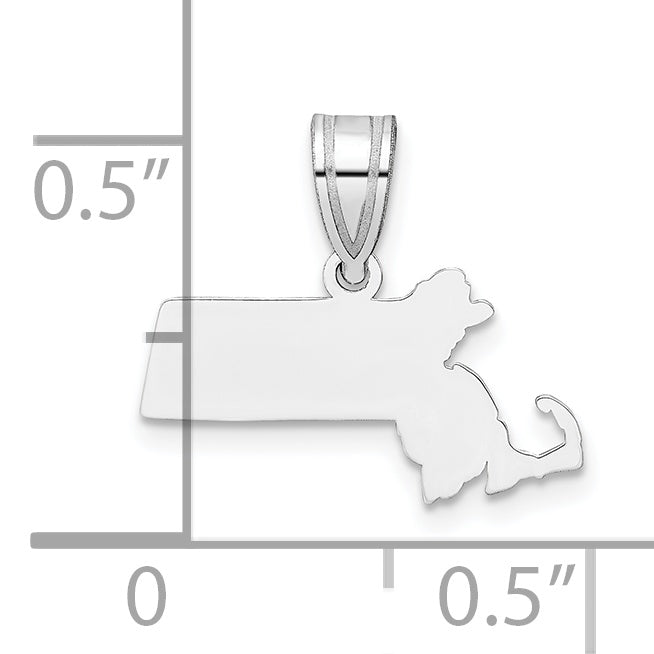 14K White Gold 14Kw Massachusetts State Pendant