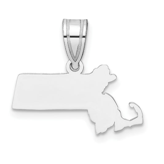 Sterling Silver Silver/Rhodium Plated Massachusetts State Pendant