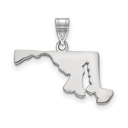 Sterling Silver Silver/Rhodium Plated Maryland State Pendant