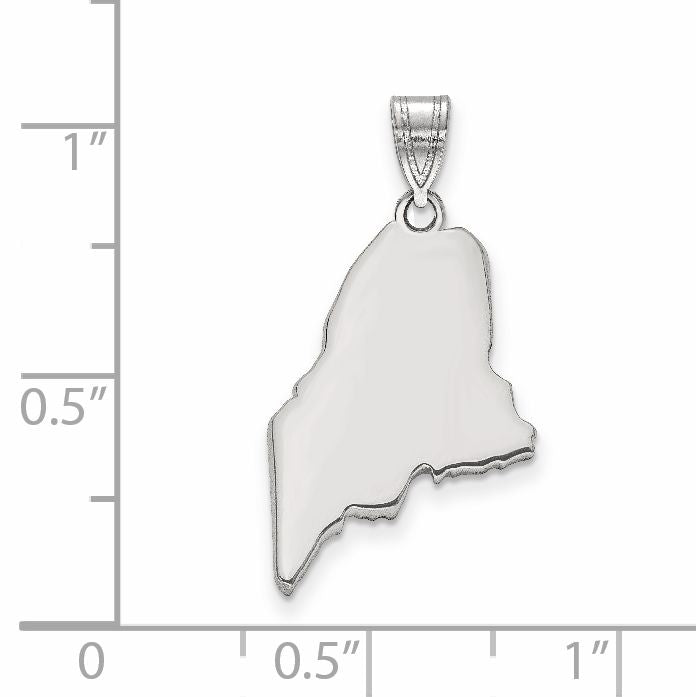 14K White Gold 14Kw Maine State Pendant