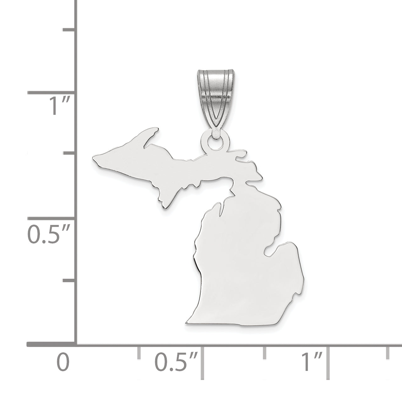 Sterling Silver Silver/Rhodium Plated Michigan State Pendant