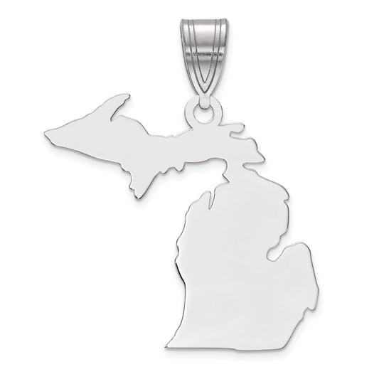 Sterling Silver Silver/Rhodium Plated Michigan State Pendant