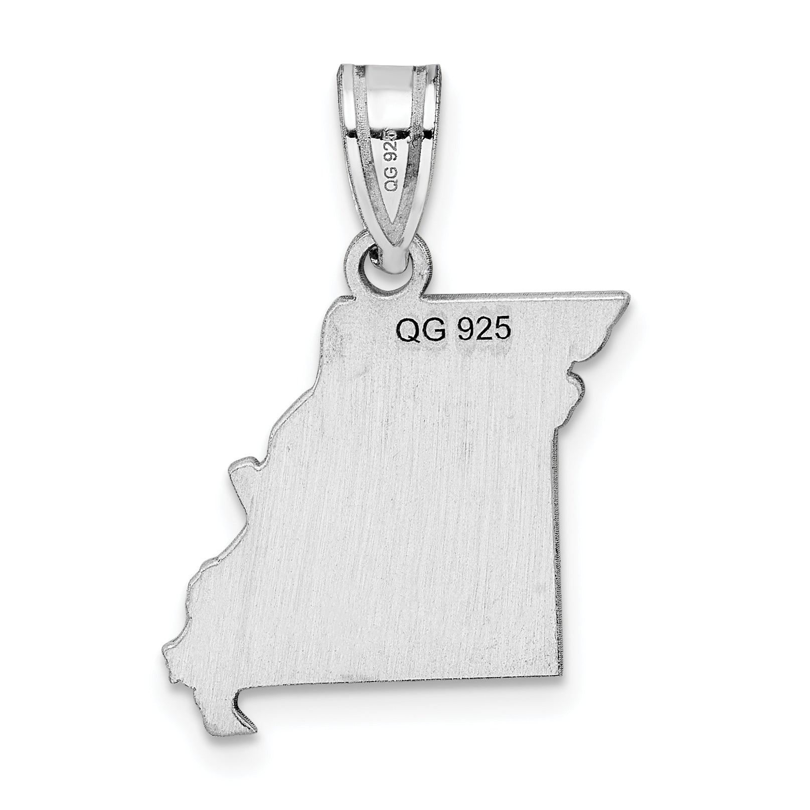Sterling Silver Silver/Rhodium Plated Missouri State Pendant