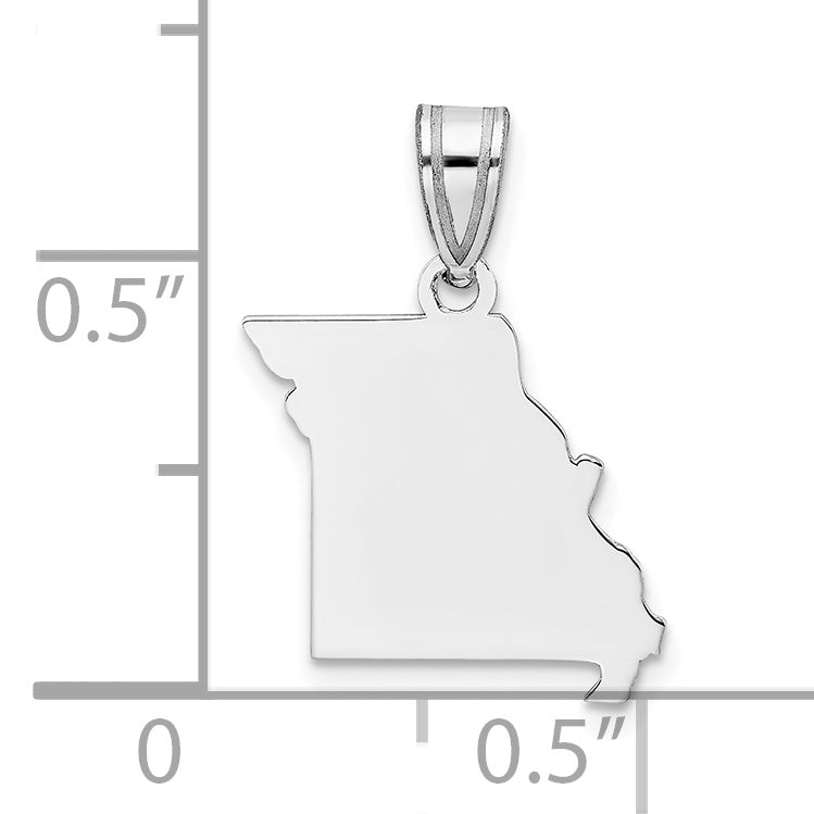Sterling Silver Silver/Rhodium Plated Missouri State Pendant