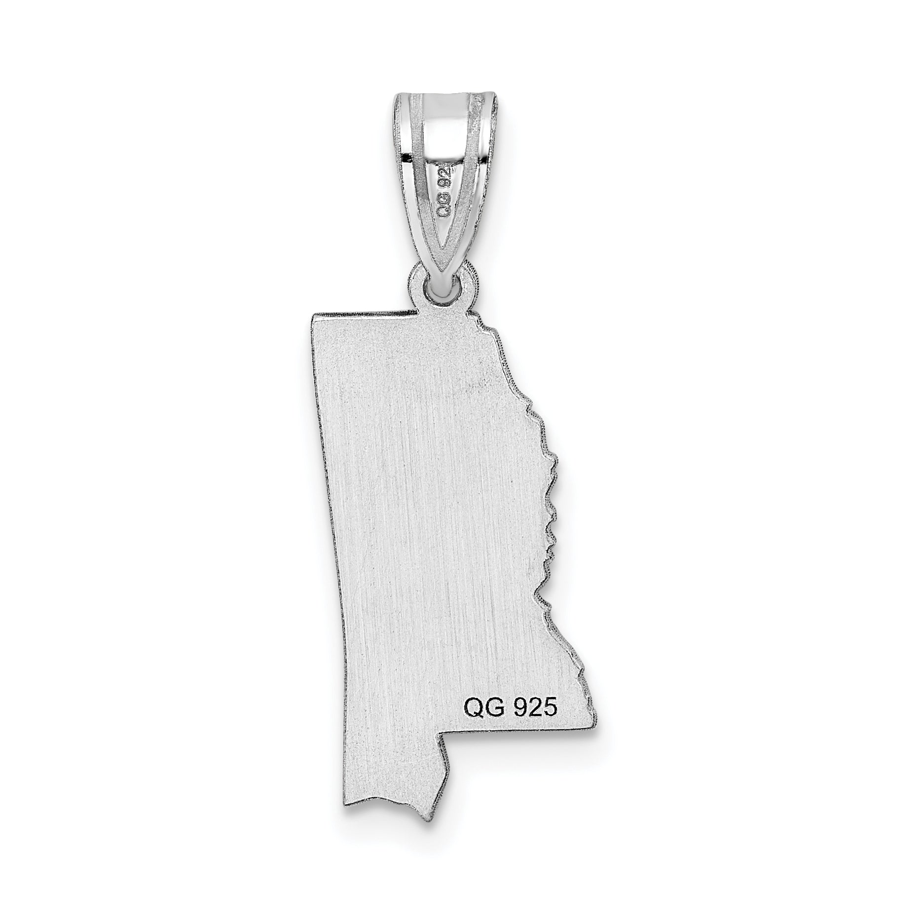 Sterling Silver Silver/Rhodium Plated Mississippi State Pendant