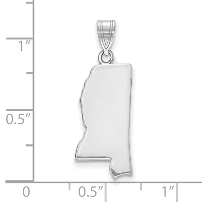 Sterling Silver Silver/Rhodium Plated Mississippi State Pendant