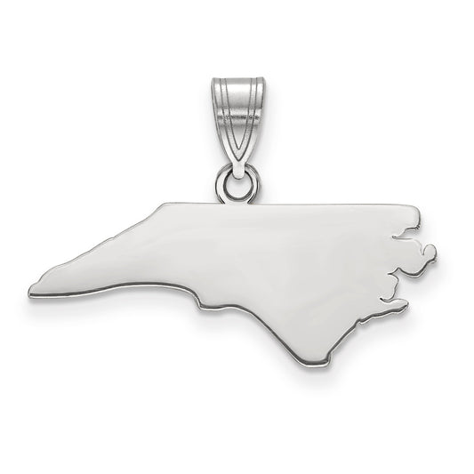Sterling Silver Silver/Rhodium Plated North Carolina State Pendant