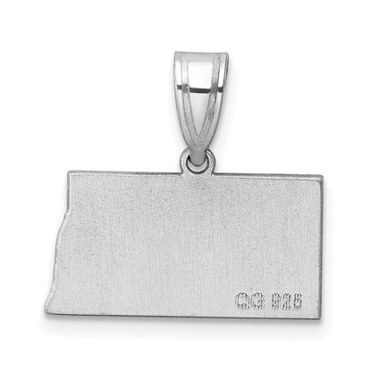 14K White Gold 14Kw North Dakota State Pendant