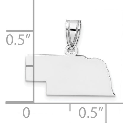 14K White Gold 14Kw Nebraska State Pendant
