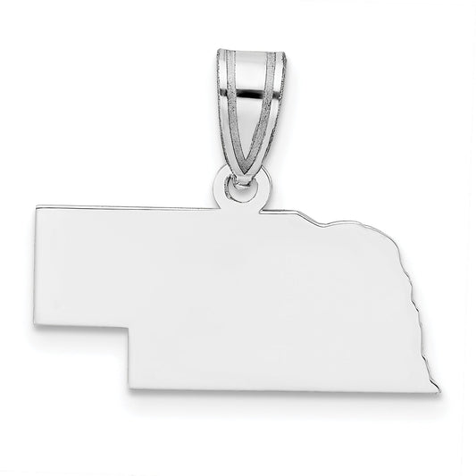 14K White Gold 14Kw Nebraska State Pendant