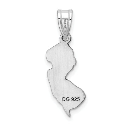 Sterling Silver Silver/Rhodium Plated New Jersey State Pendant