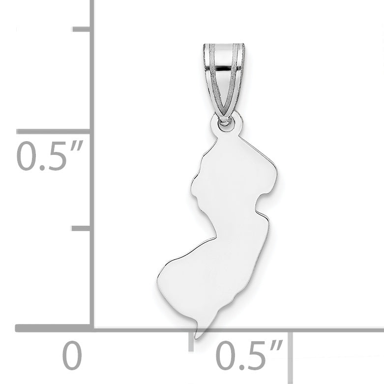 Sterling Silver Silver/Rhodium Plated New Jersey State Pendant