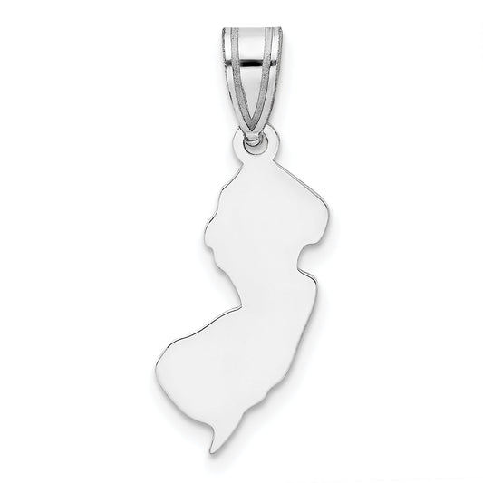 Sterling Silver Silver/Rhodium Plated New Jersey State Pendant