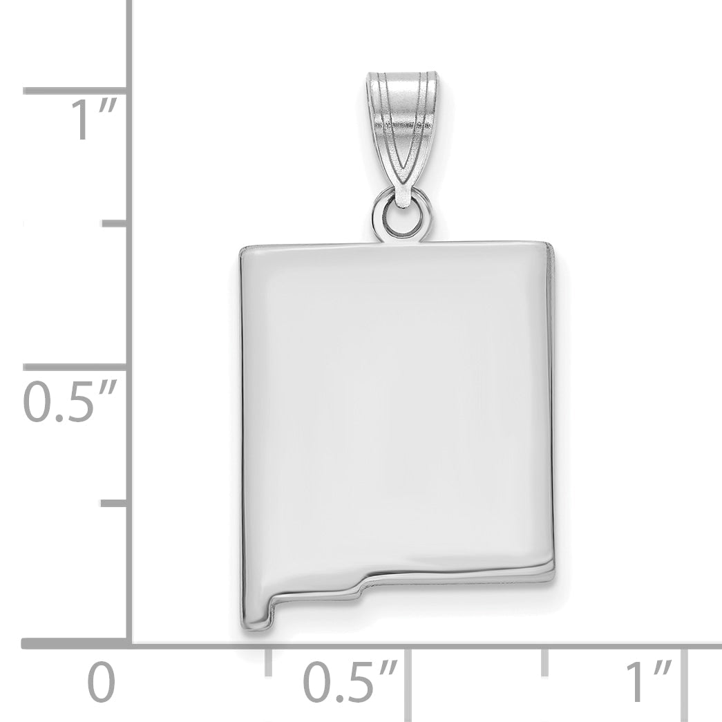 Sterling Silver Silver/Rhodium Plated New Mexico State Pendant