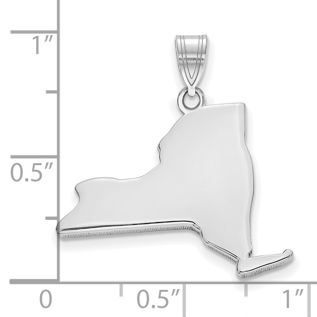 Sterling Silver Silver/Rhodium Plated New York State Pendant