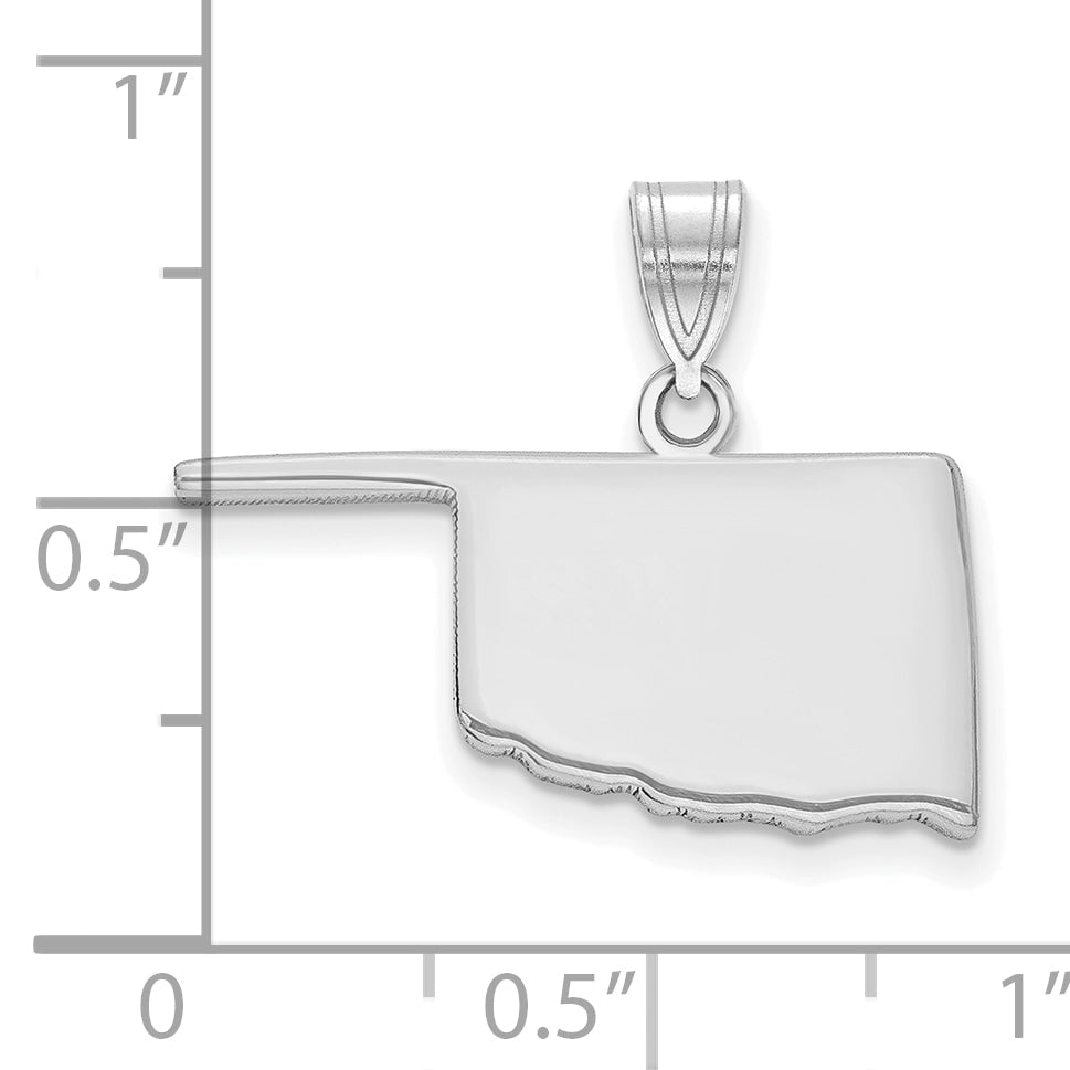 Sterling Silver Silver/Rhodium Plated Oklahoma State Pendant