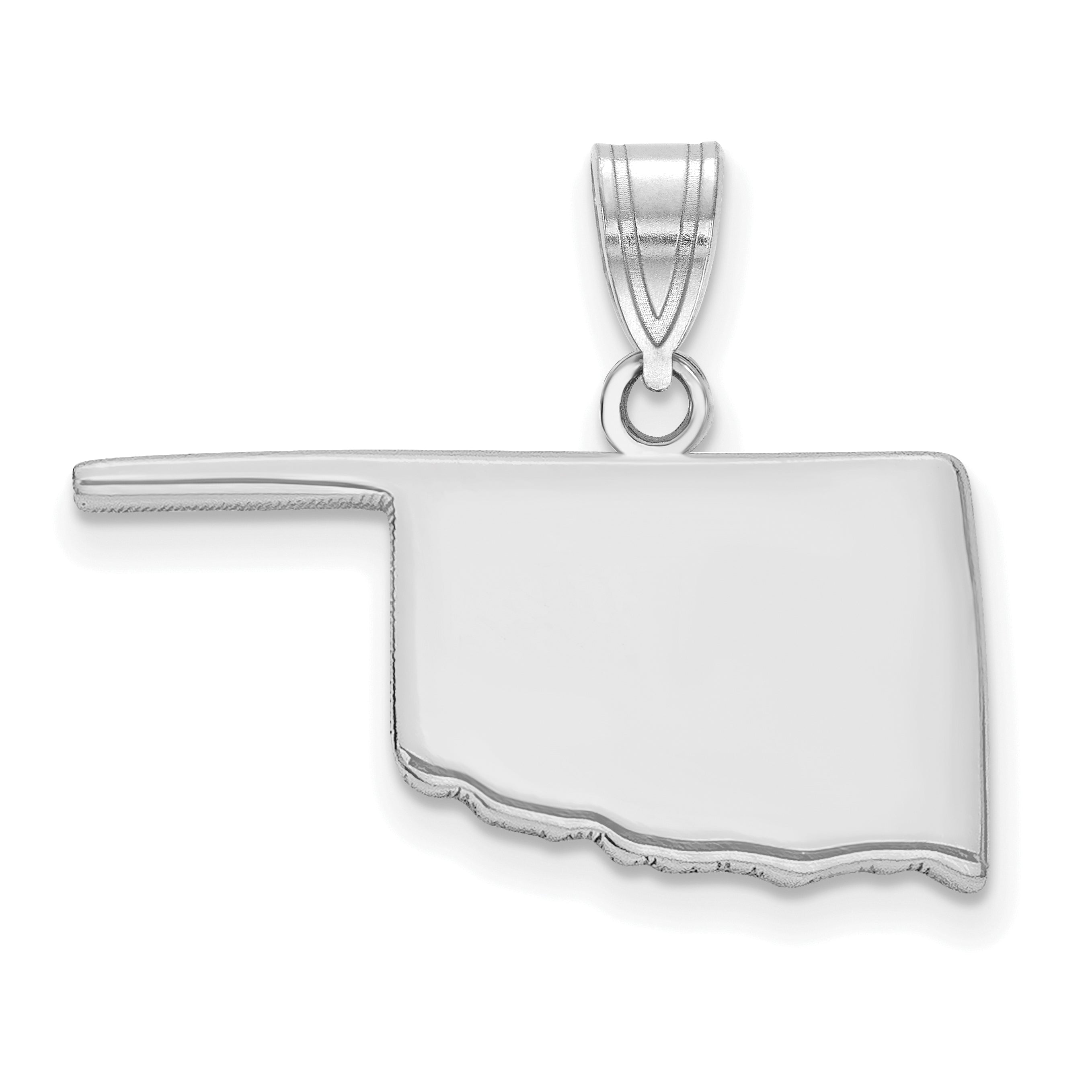 Sterling Silver Silver/Rhodium Plated Oklahoma State Pendant
