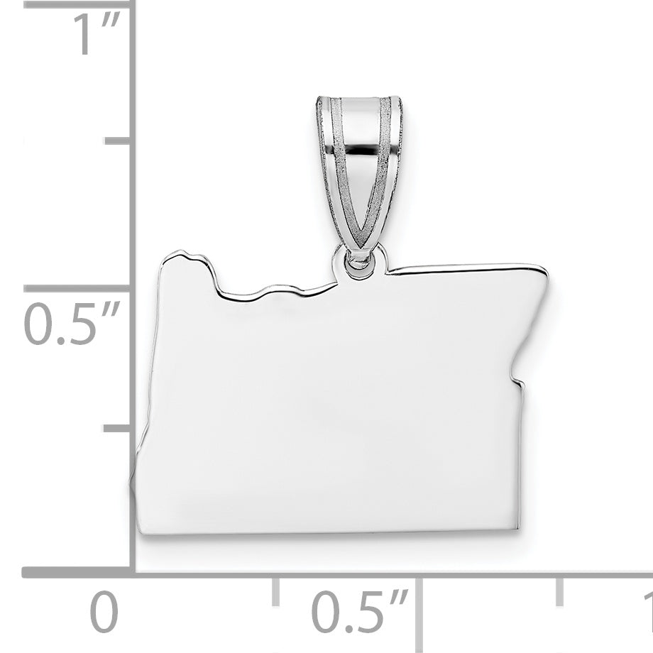Sterling Silver Silver/Rhodium Plated Oregon State Pendant
