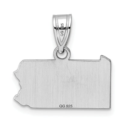 Sterling Silver Silver/Rhodium Plated Pennsylvania State Pendant