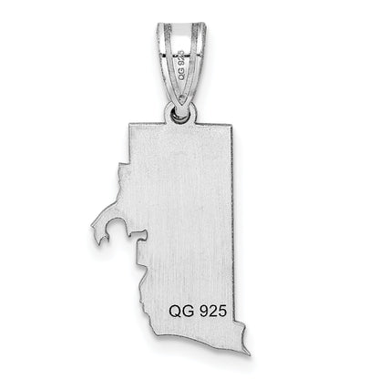Sterling Silver Silver/Rhodium Plated Rhode Island State Pendant