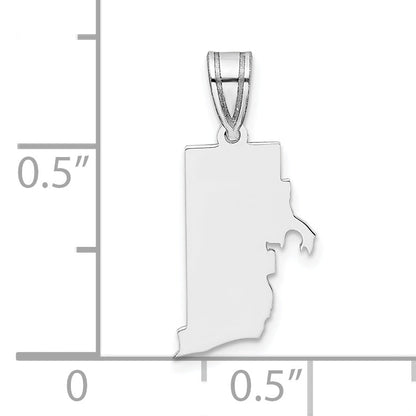 Sterling Silver Silver/Rhodium Plated Rhode Island State Pendant