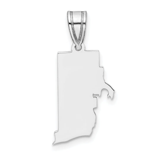 Sterling Silver Silver/Rhodium Plated Rhode Island State Pendant