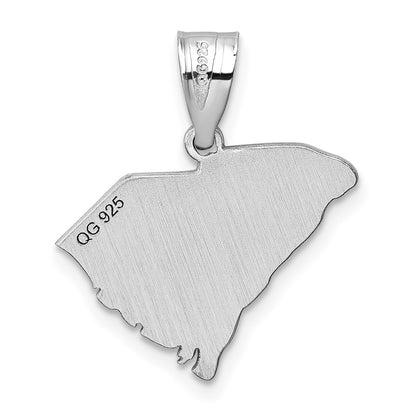 14K White Gold 14Kw South Carolina State Pendant