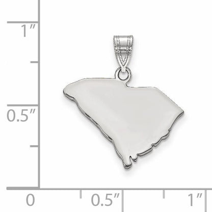 Sterling Silver Silver/Rhodium Plated South Carolina State Pendant
