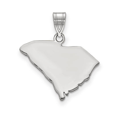 Sterling Silver Silver/Rhodium Plated South Carolina State Pendant