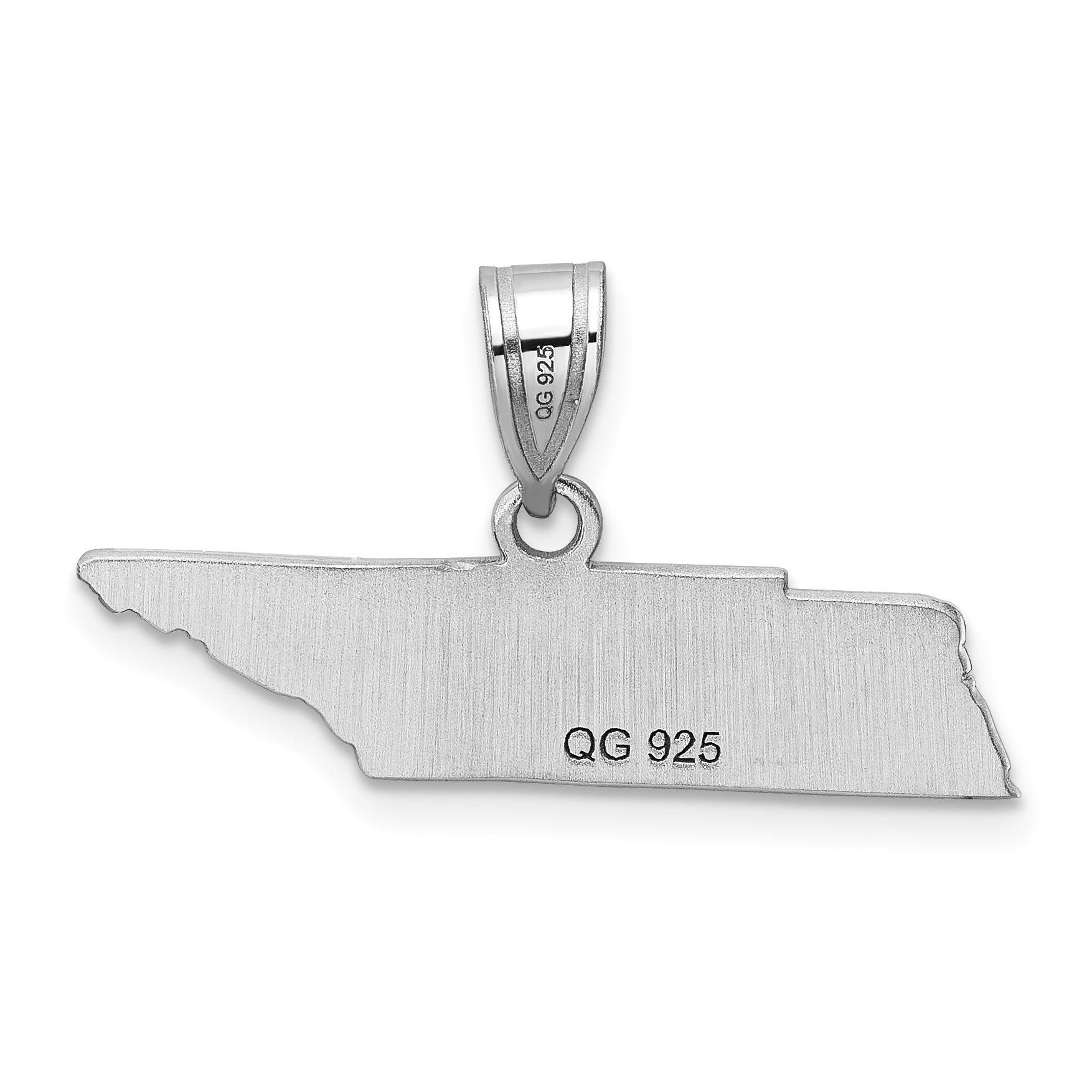 Sterling Silver Silver/Rhodium Plated Tennessee State Pendant